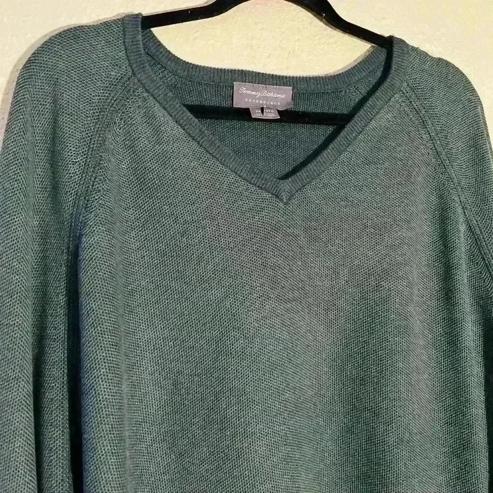 Tommy Bahama Men's Reversible V Neck Sweater Blue 100% Pima Cotton 3X